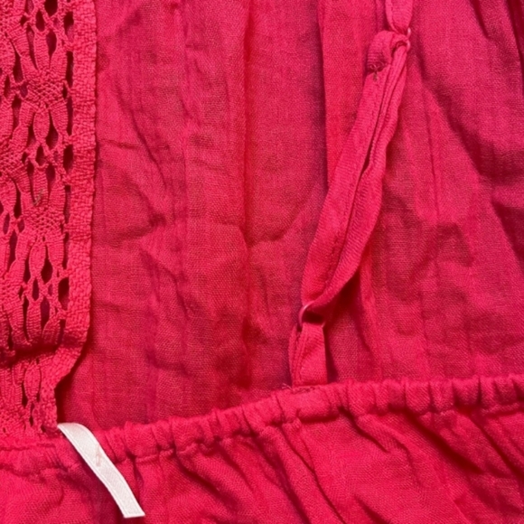 NWT Anthropologie Lace/Crochet Detail Boho/Bohemian Gauze Midi Dress in Pink XL - Picture 8 of 12